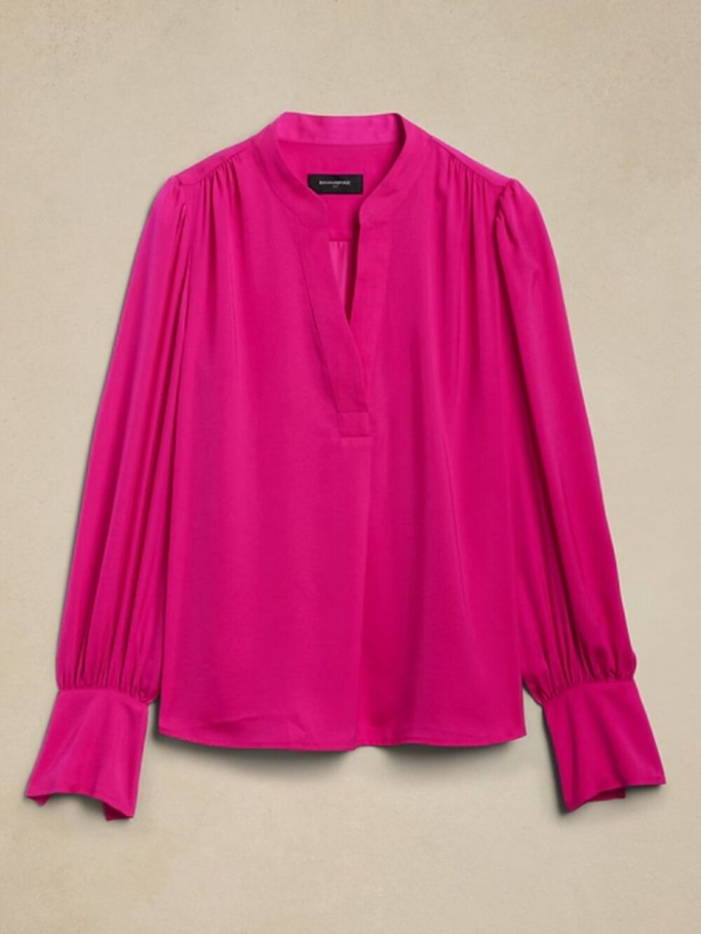 Crepe Volume-Sleeve Blouse